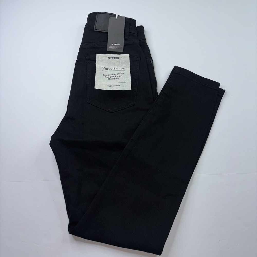 NWT Cotton On Curvy Skinny Jeans Womens Size 28 High Rise Black Wash 28" Stretch